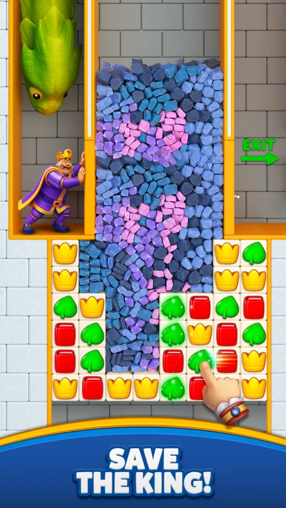 Royal Match board with jewels and a level objective at the top